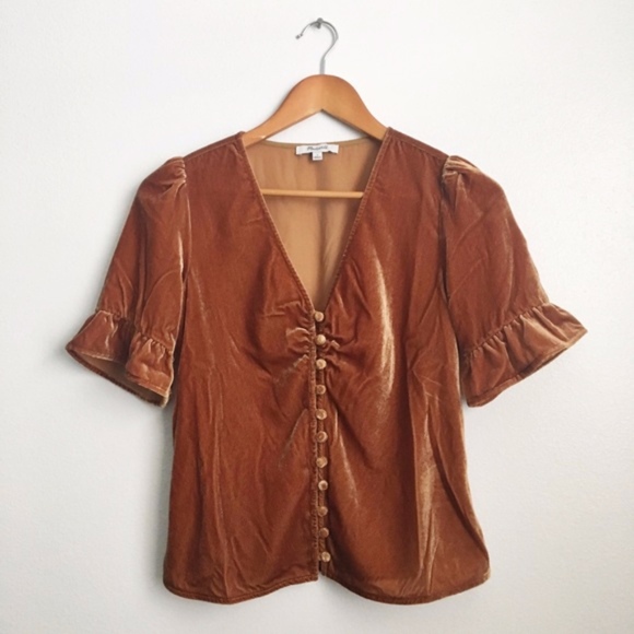 Madewell Tops - Madewell Velvet Daylight Top Vintage Gold Sz 2 NWT